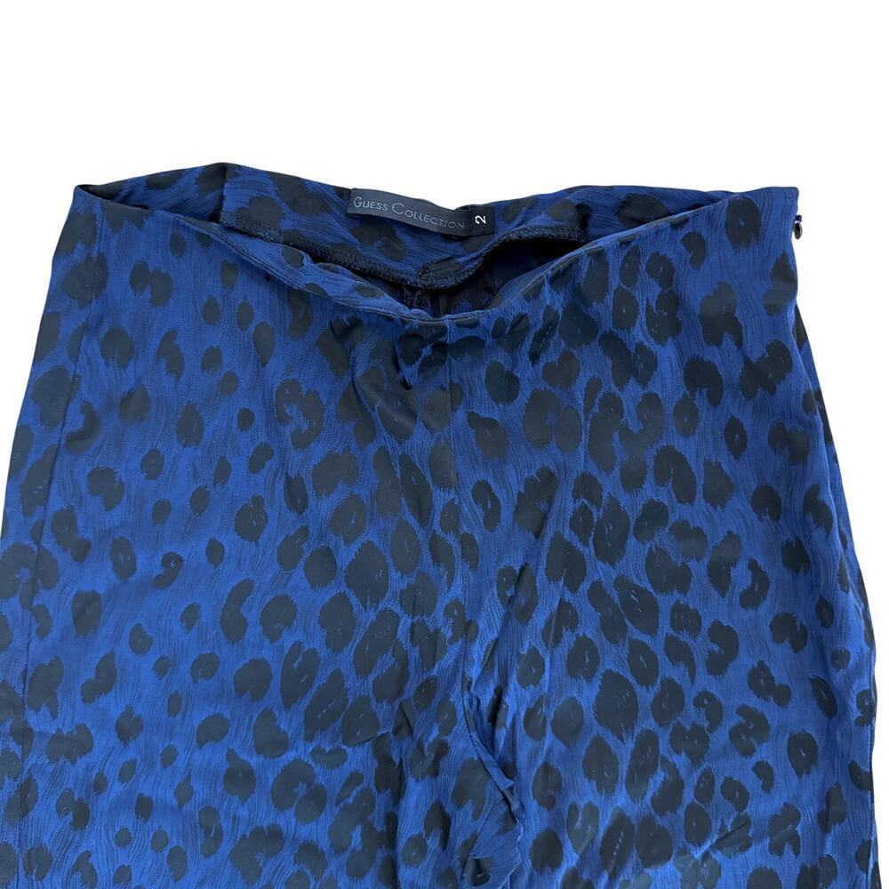 AMAZING Guess Collection Y2K VTG Navy Black Animal Print Silk Pants Women's Sz 2 - Picture 4 of 5